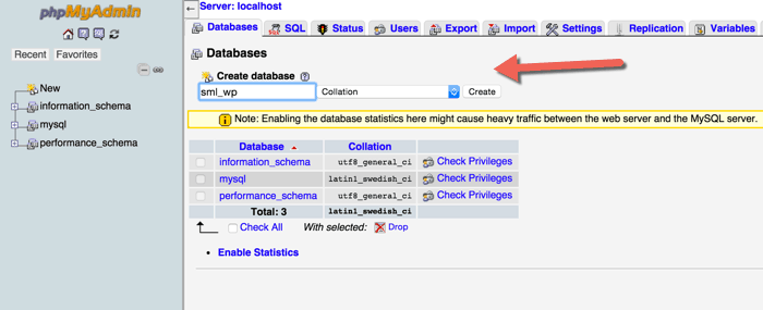 Create Local WordPress Database