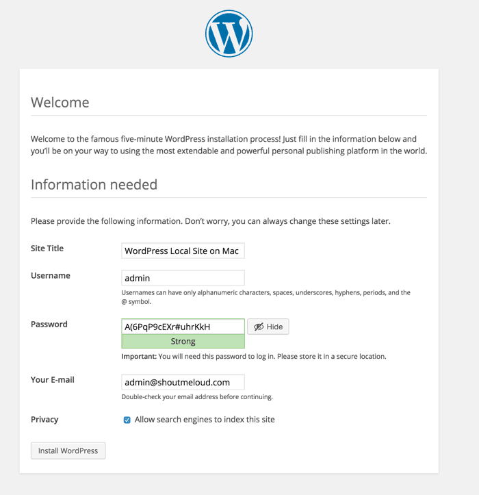 Install WordPress Locally on Mac