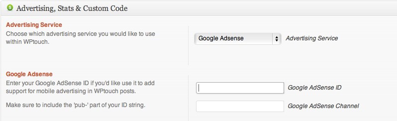 WpTOuch AdSense Option