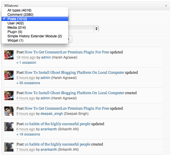 WordPress track member activities