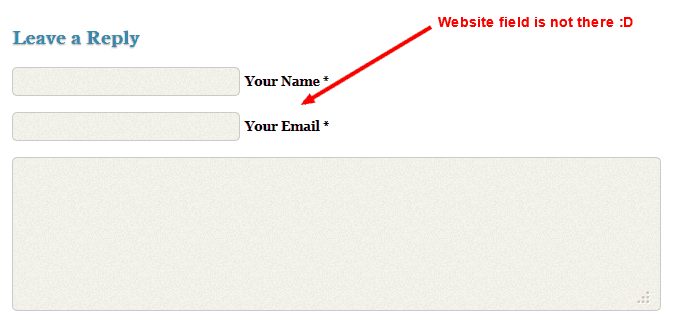 Remove Website Link comment form