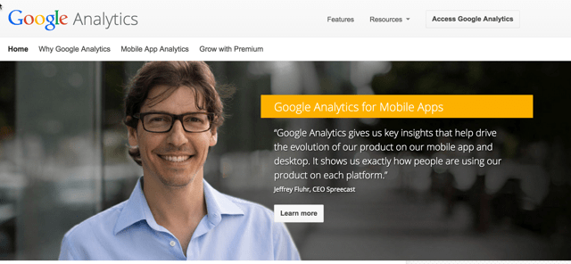 Google Analytics Homepage