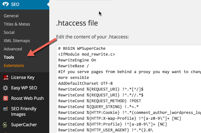 Edit htaccess file WordPress