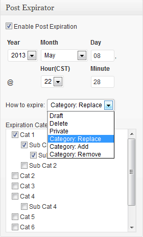 expire blog post in WordPress