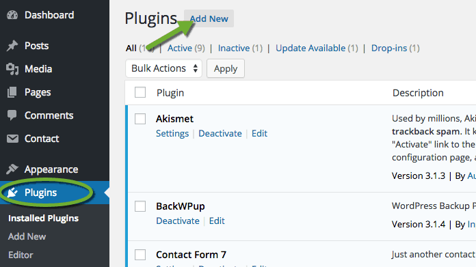 Install new WordPress plugin