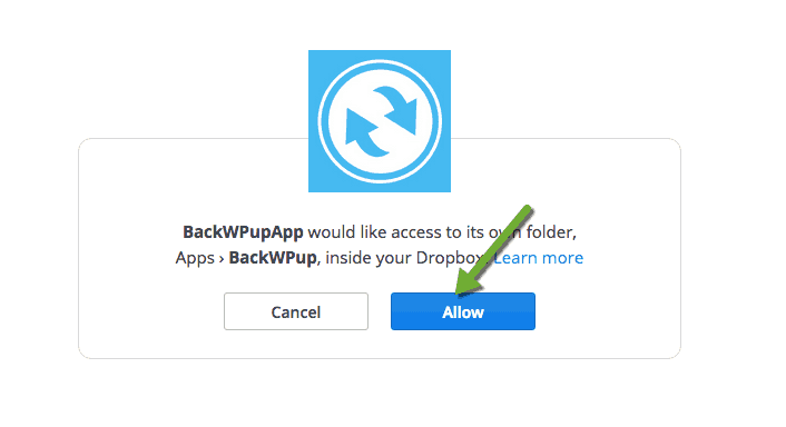 Backup wordpress to dropbox step 7