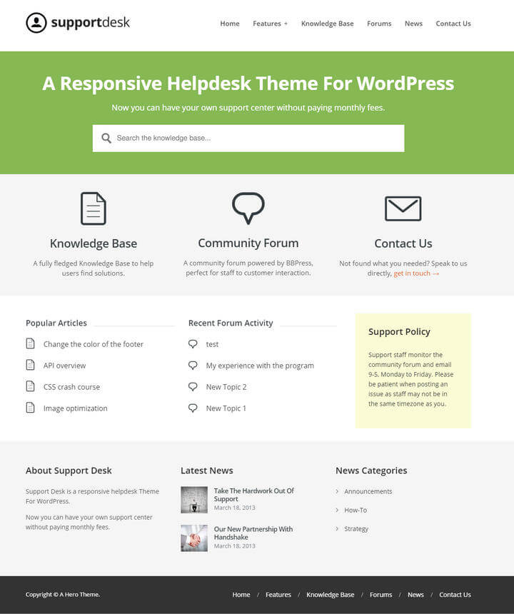 Support Desk - A Responsive Helpdesk Theme