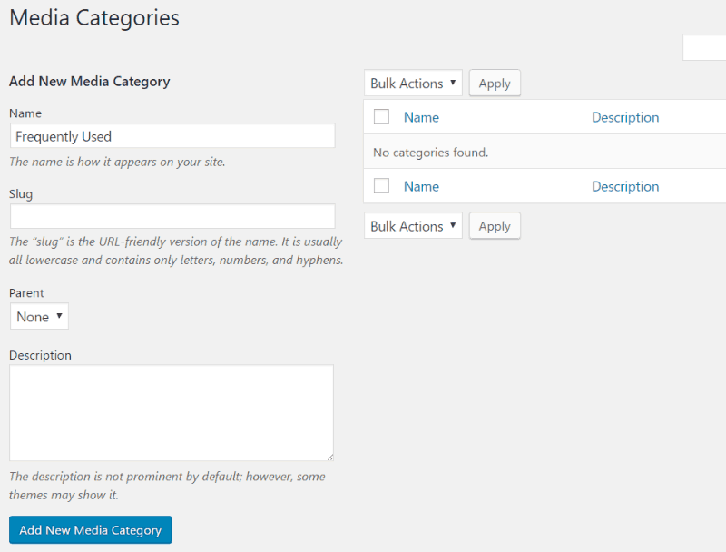 WordPress Media Categories