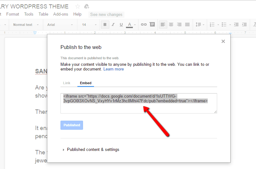 Google Docs Embed Code