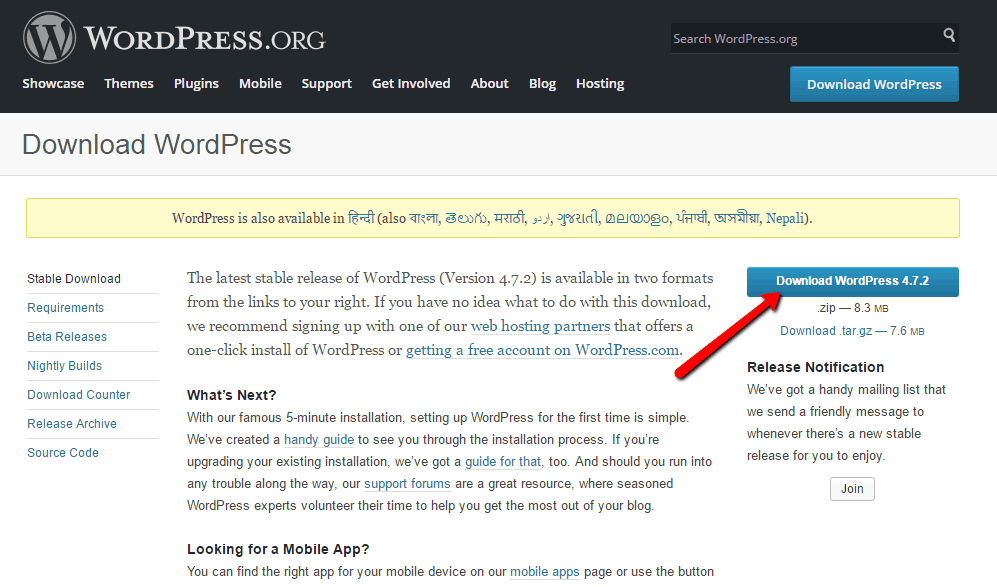 download latest version of wordpress