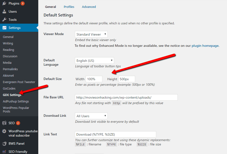 Google Docs Embedder General Settings