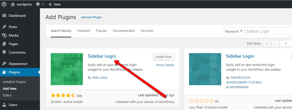 Sidebar Login WP Plugin