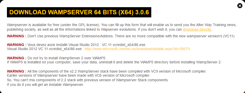 Download WAMP 64-bit